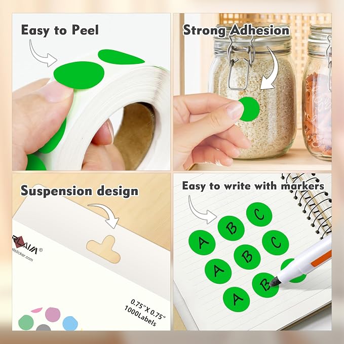 PARLAIM 3/4 Inch Round Permanent Adhesive Color-Code Dot Stickers, 10000 - Image 3