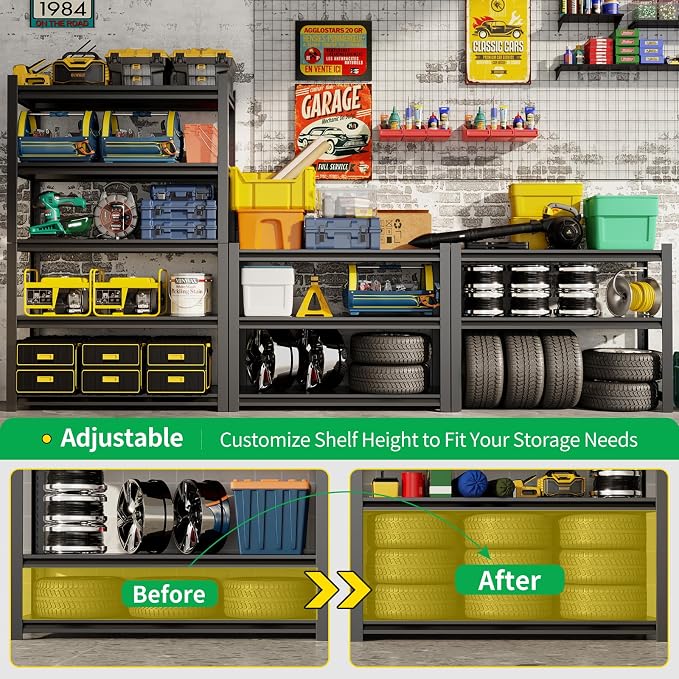 CBCNWR 63''H Garage Storage Shelves, 1800LBS Steel Heavy Duty Storage Shelves - Image 4