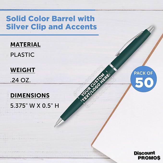 DISCOUNT PROMOS Custom Langham Ballpoint Pens Set of 50, Personalized Bulk Pack - Image 4