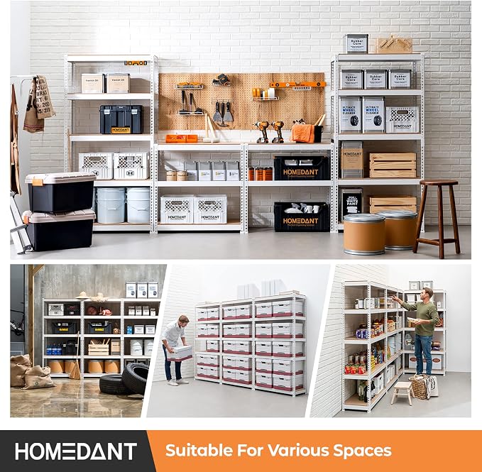 HOMEDANT 35.9" W 5 Tier Heavy Duty Garage Shelving Adjustable Metal Rack - Image 9