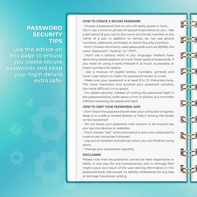 Clever Fox Password Book Spiral – Mini Internet Address & Password Organizer - Image 5