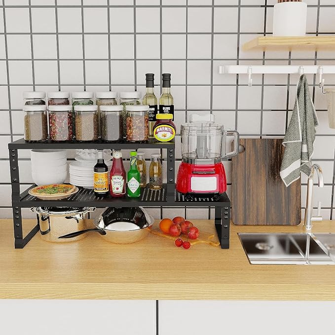 Jojocross Expandable Cabinet Shelf Organizer Storage Spice Rack Shelves - Image 4