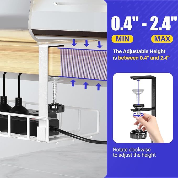 Under Desk Cable Management Tray, Xpatee Upgraded Wire Management No Drill No - Image 4