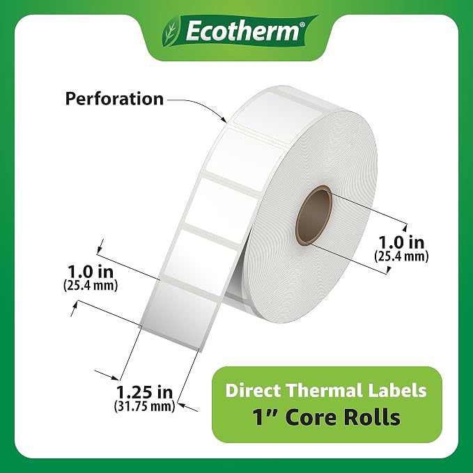 1.25" x 1" Thermal Labels | 4 Rolls | 5520 Labels | fits Zebra, Offnova Thermal - Image 3