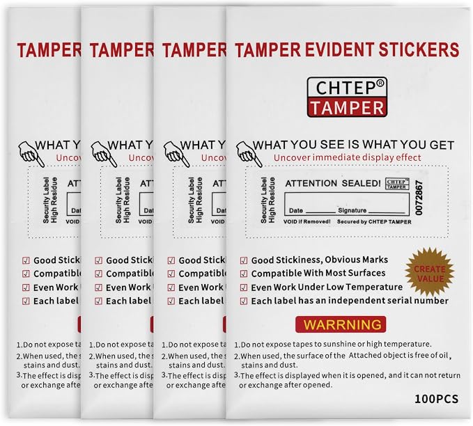 ChtepTamper 100 Pieces Total Transfer Tamper-Evident Stickers Security Labels - Image 3