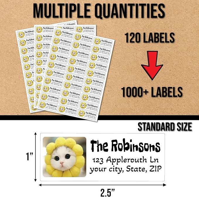 Address Labels Personalized | Upload Your Photo Image or Logo | Custom Return - Image 4