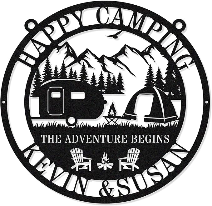 Custom RV Camping Metal Sign for Camper Decor, Personalized Name Sign for by HYTSIGN