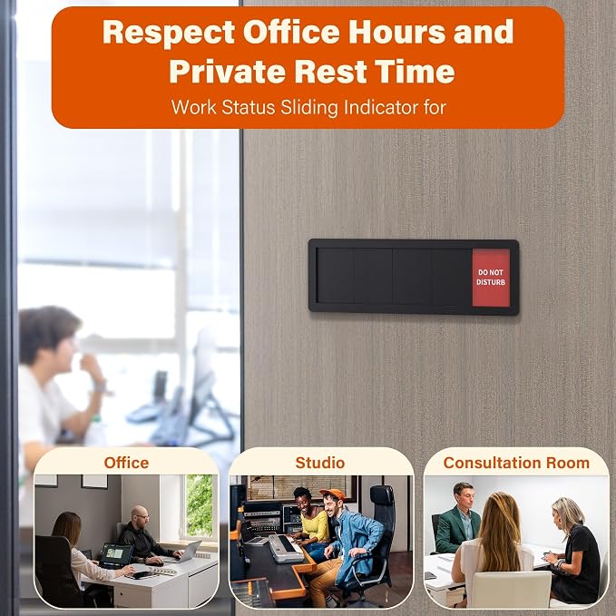 2PK Office Door Signs 6 Options Do Not Disturb, Please Knock, In A Meeting - Image 5