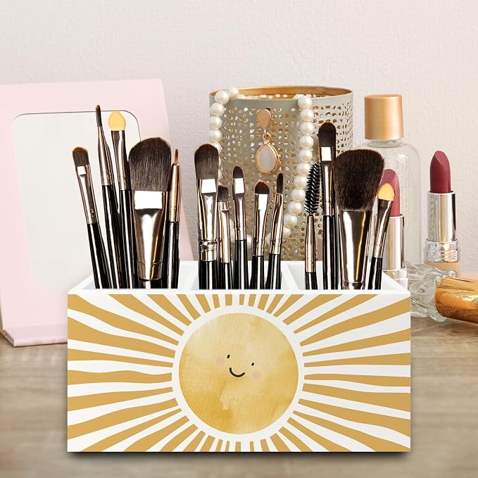 QZQE Boho Yellow Sunshine Pen Pencil Holder Organizer - Image 4