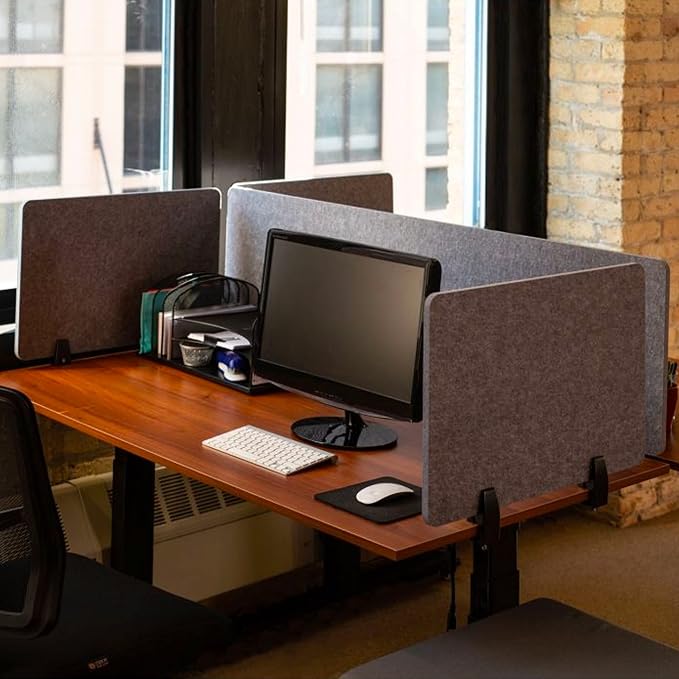 Stand Up Desk Store ReFocus Raw Clamp-On Acoustic Desk Divider Mounted Privacy - Image 2