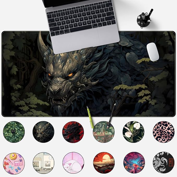 Japan Black Desk Mat Dragon Anime Gaming Mouse Pad Large Desk Pad - Image 2