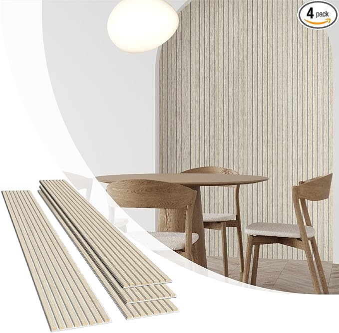 Olanglab Wood Slat Wall Panels 4 Pack, Wooden Acoustic Wall Panels, 94.5"x12.6" by Olanglab