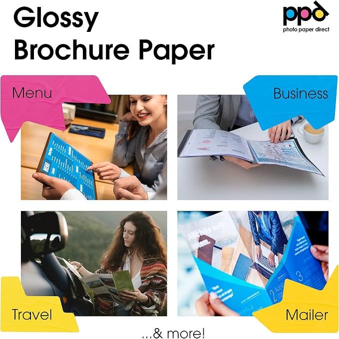 PPD 100 Sheets Inkjet Glossy Brochure and Flyer Paper 8.5x11 37lbs 140gsm - Image 5