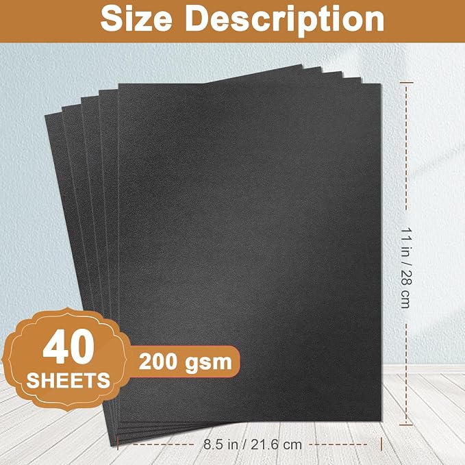 Silunkia 40 Sheets Black Shimmer Cardstock 8.5 x 11 Halloween Cards, 75lb - Image 2