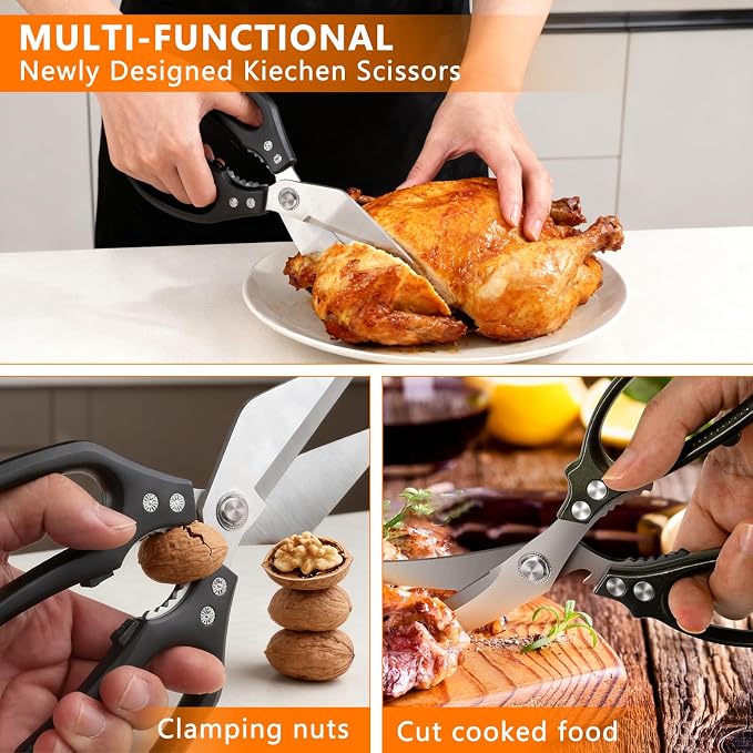 2-Piece Kitchen Scissors Stainless Steel Cooking Shears, Vegetables and Poultry - Image 3