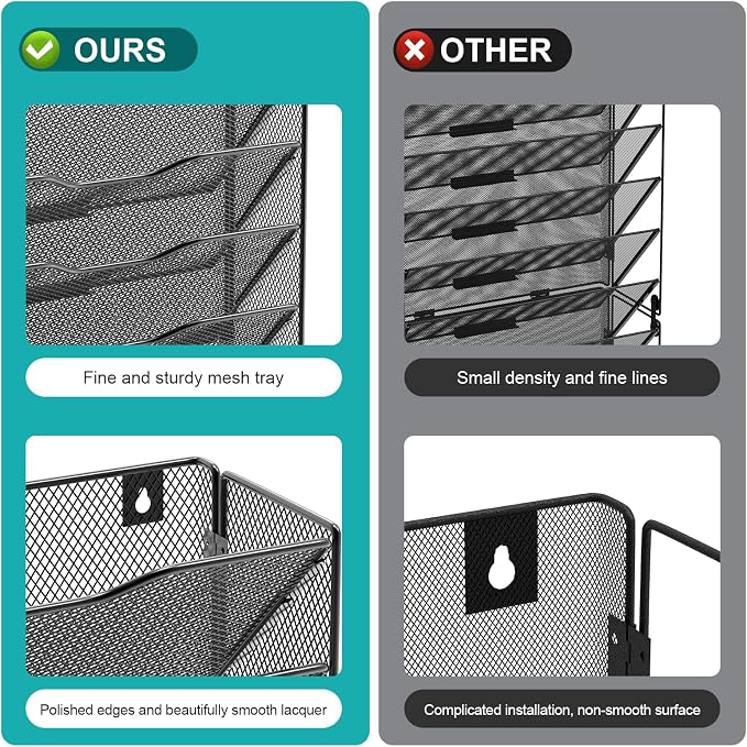 VEESUN Wall File Organizer, 16-Tier Mesh File Holder, Vertical Document Rack - Image 5