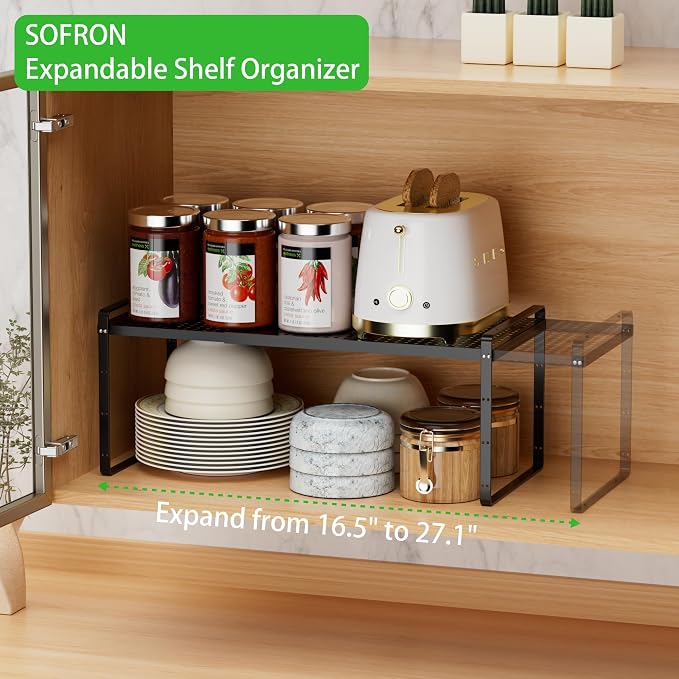 SOFRON Expandable Cabinet Organizer Shelf, Stackable Shelf Riser - Image 6