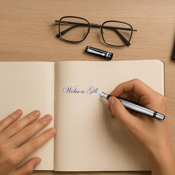 Webson Gill ‘The Raider’ Silver Luxury Executive Fountain Pen, Polished Lacquer - Image 6