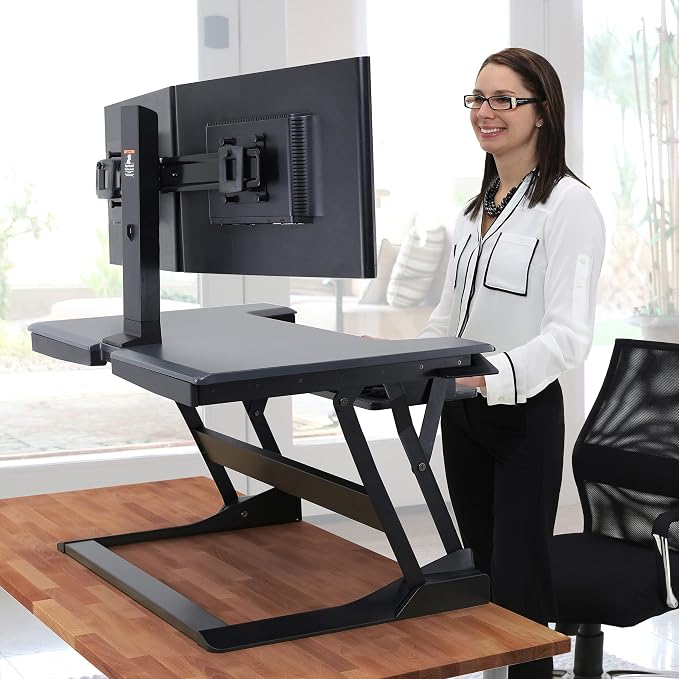Ergotron – WorkFit-T Standing Desk Converter, Dual Monitor Sit Stand Desk Riser - Image 6