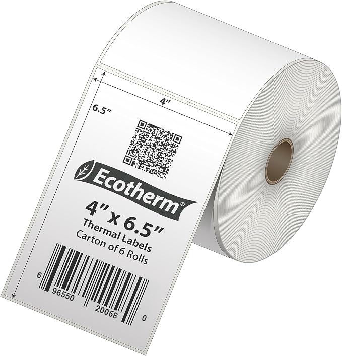 4" x 6.5" Thermal Labels | 6 Rolls | 2280 Labels | fits Zebra, Offnova Thermal - Image 2