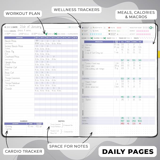 Clever Fox Fitness & Food Journal PRO – Daily Workout & Meal Planner - Image 3