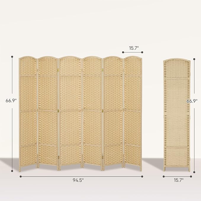 HOMCOM Room Divider, 6 Panel Folding Privacy Screen, 5.6' Tall Freestanding - Image 7