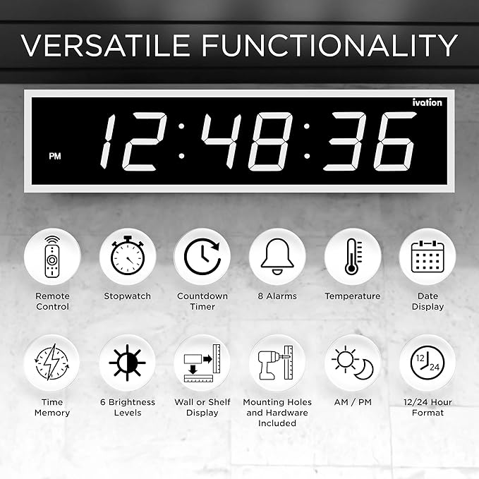 Ivation Huge Oversized 72" Large Digital LED Clock | Big Digital Clock - Image 6