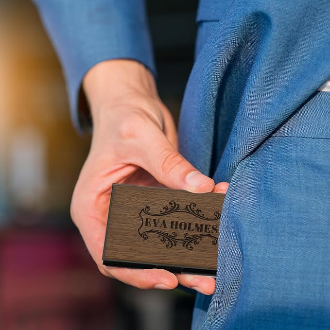 Taikuri Custom Business Card Holder Personalized Engraved Wooden Business Card - Image 6
