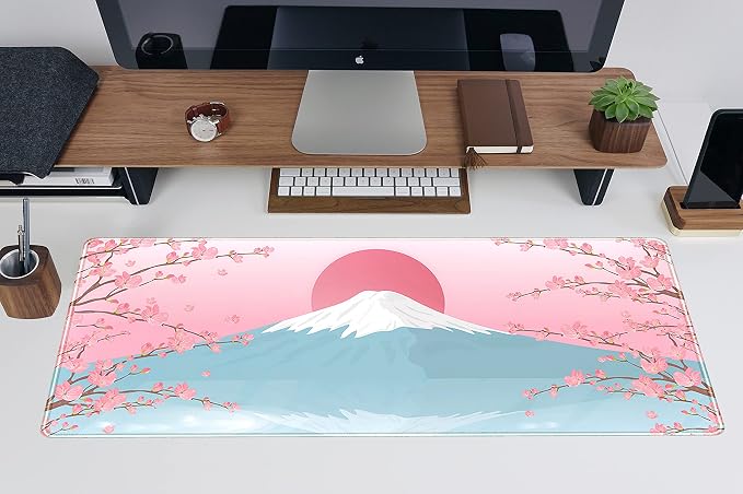 Aesthetic Japanese Cherry Blossom Desk Mat Cute Pastel Blue Color XL Sakura - Image 5