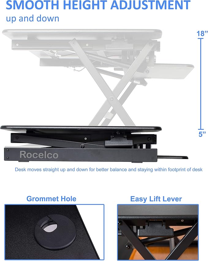 Rocelco 32" Height Adjustable Standing Desk Converter BUNDLE - Image 2