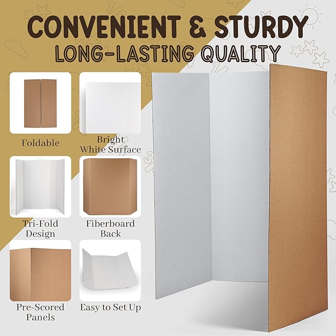 White Tri-Fold Presentation Board 28" X 40" Corrugated Tabletop Display - Image 3