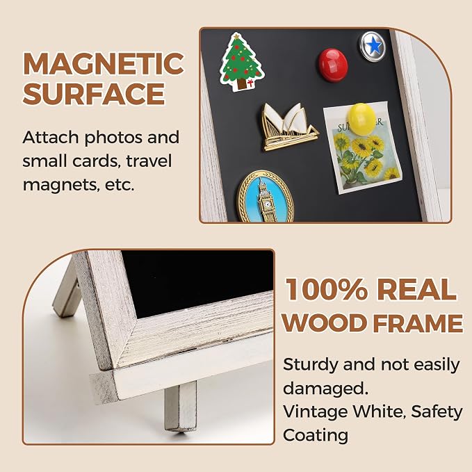 SELEAD 100% Real Wood Frame Small Magnetic Chalkboard Sign - Image 6