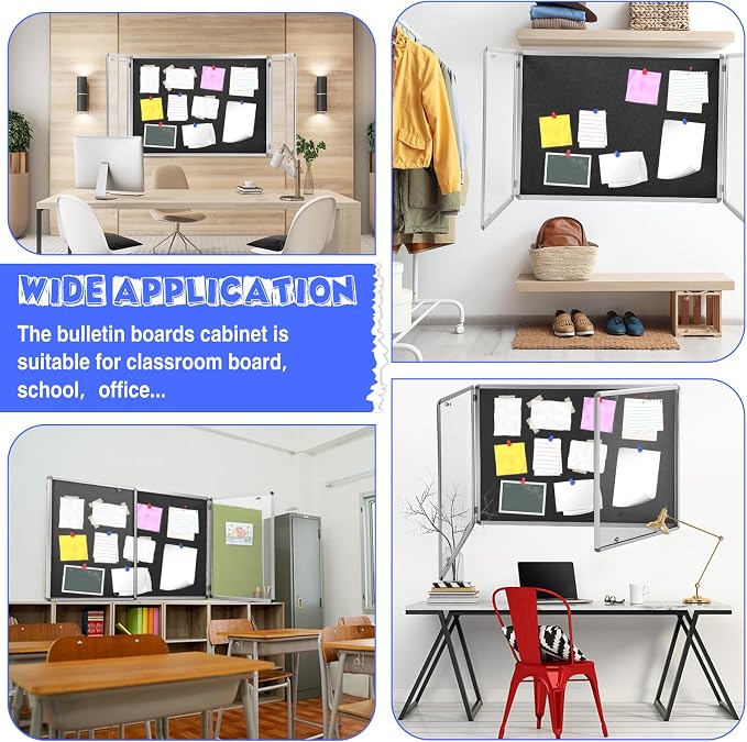 Enclosed Bulletin Board 48" x 36" Weather Resistant Lockable Notice Cork - Image 6