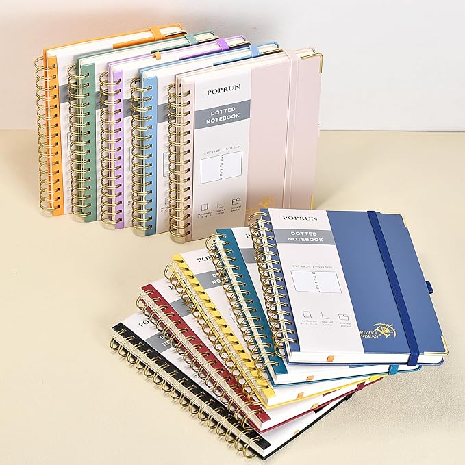 POPRUN Spiral Dotted Journal Notebook, - Image 8
