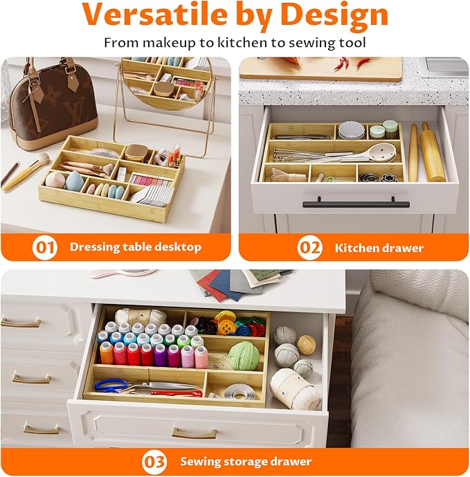 VA1KENE Bamboo Drawer Organizer - Image 7