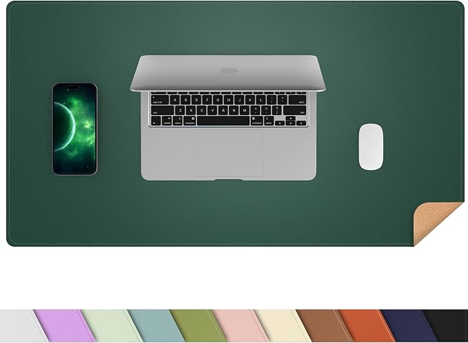 AFIING Dual-Sided Desk Pad, Natural Cork & PU Leather, Desk Mat Protector by AFIING