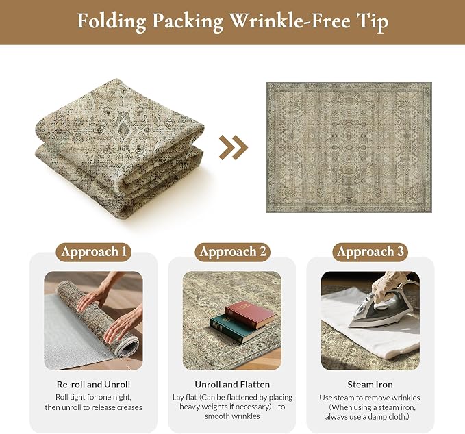 GENIMO 6x9 Area Rugs for Living Room, Machine Washable Non Slip Vintage Rugs - Image 9
