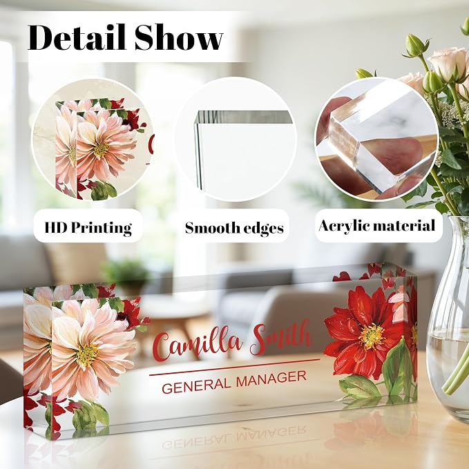 Personalized Name Plate for Desk, Custom Acrylic Desk Name Sign, Office - Image 2