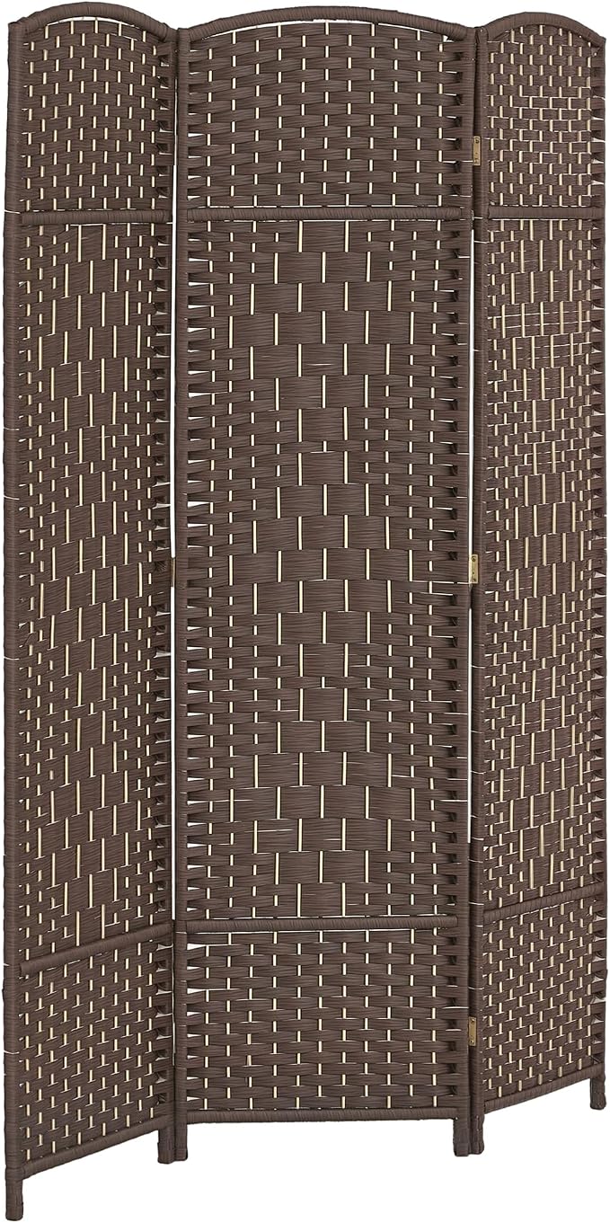 HOMCOM 3 Panel Room Divider, Hand-Woven Freestanding Wall Partition by HOMCOM