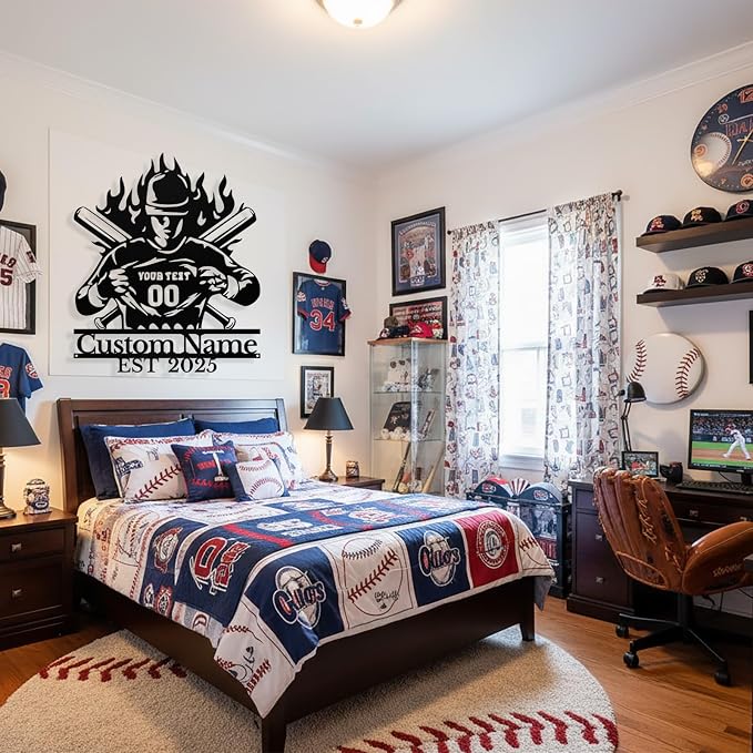 Personalized Baseball Metal Sign Custom Baseball Signs Wall Art, Custom Name - Image 2