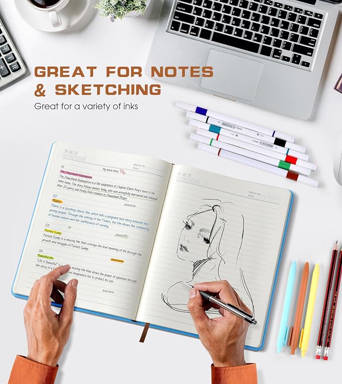 Biuwory Lined Journal Notebook for Women Men, 256 Pages A4 Large Hardcover - Image 5