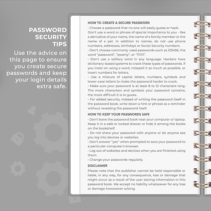 Clever Fox Password Book Spiral – Internet Address & Password Organizer - Image 5