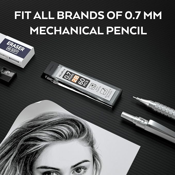 Nicpro 600pcs Mechanical Pencil Refills 0.7 mm, Break Resistant Mechanical - Image 3