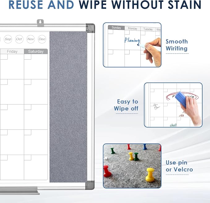 MAKELLO Dry Erase Calendar for Wall 24" x 18" - Image 4