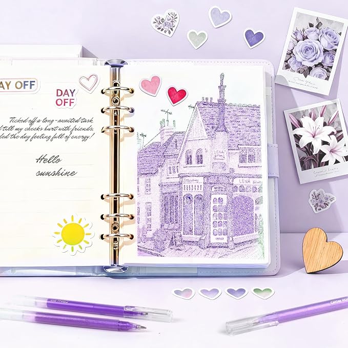 CAISEXILE 12 Purple Glitter Gel Pens Set, 1.0 mm Fine Point - Image 5