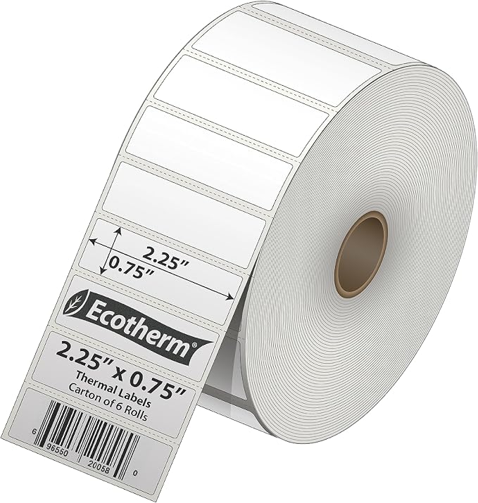 2.25" x .75" Thermal Labels | 6 Rolls | 19890 Labels | fits Zebra, Offnova - Image 2