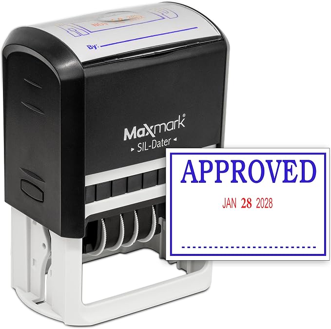 MaxMark Large Self-Inking Rubber Date Office Stamp by Maxmark