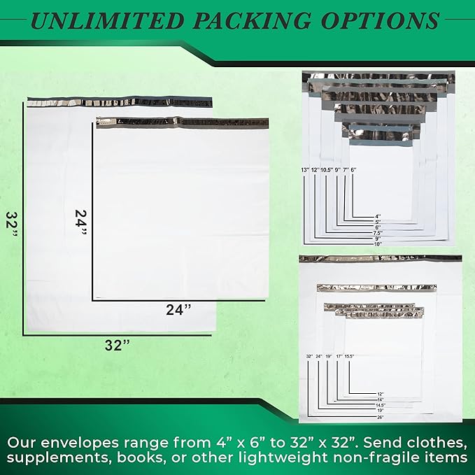250 Pack Secure Seal White Poly Mailers - Image 3