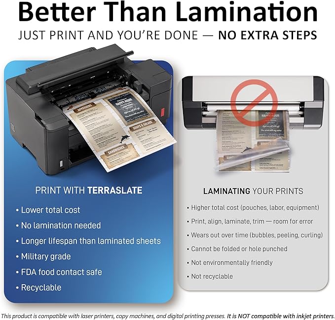 TerraSlate Waterproof Paper, 5 MIL 8.5” x 11”, Laser Printer & Copy Machine - Image 5