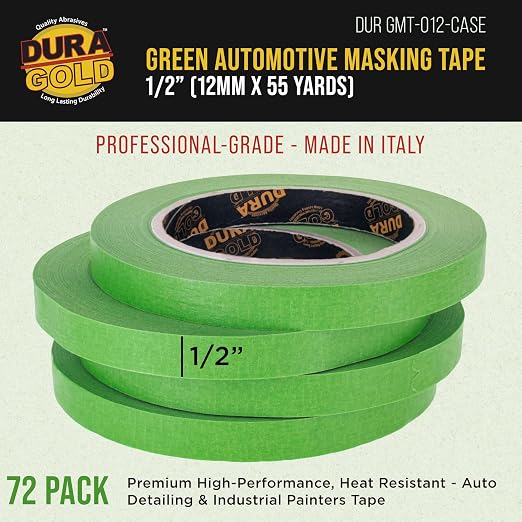 Dura-Gold Green Automotive Masking Tape 1/2 Inch, Case of 72 Rolls - Image 2